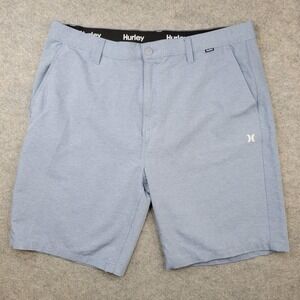 Hurley Shorts Mens 38 Blue Hybrid Spacedye Walkshort 10 Inseam Stretch Casual